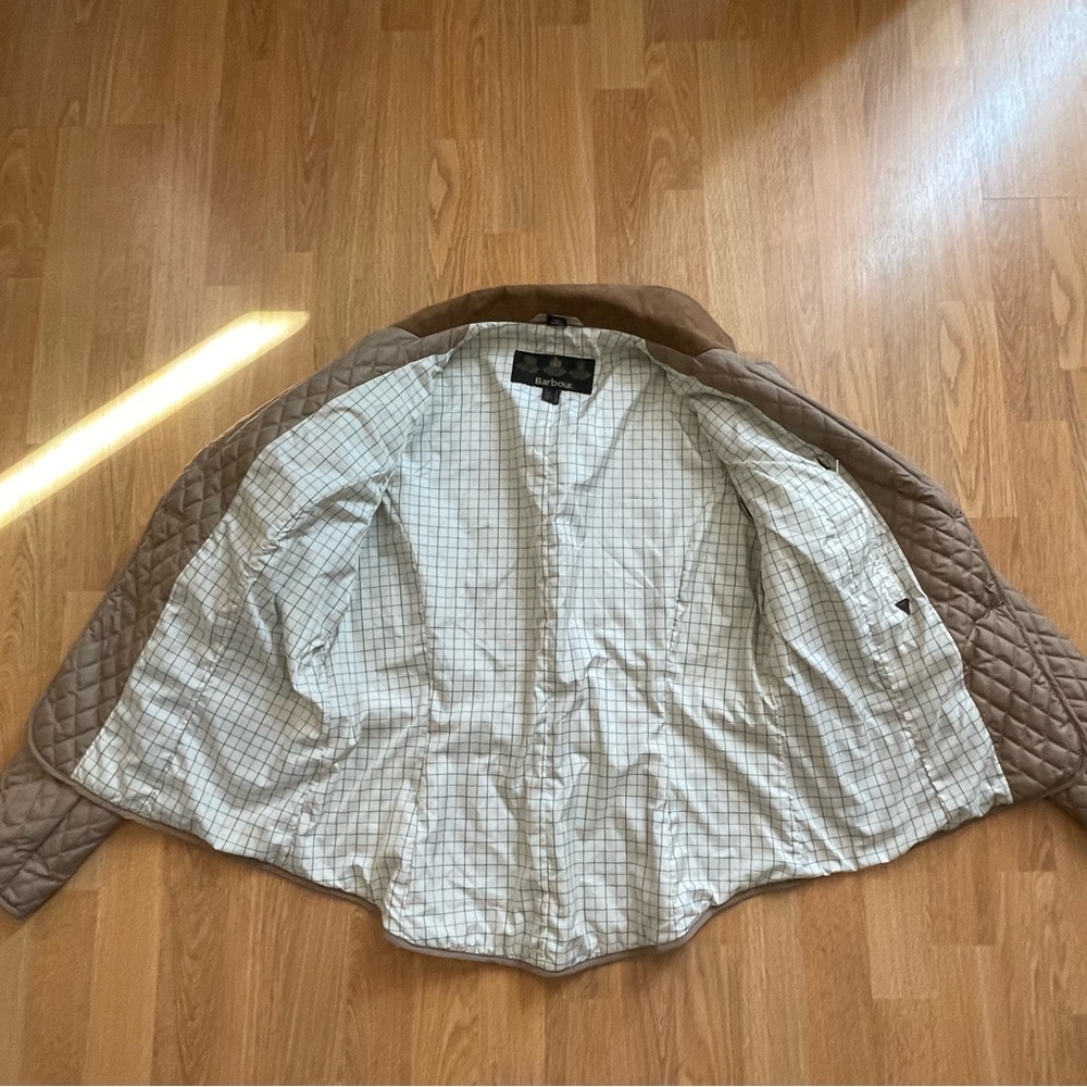 Barbour Downham Women's Quilted Tan Blazer with Brown Accents US Size 12 - Picture 12 of 16